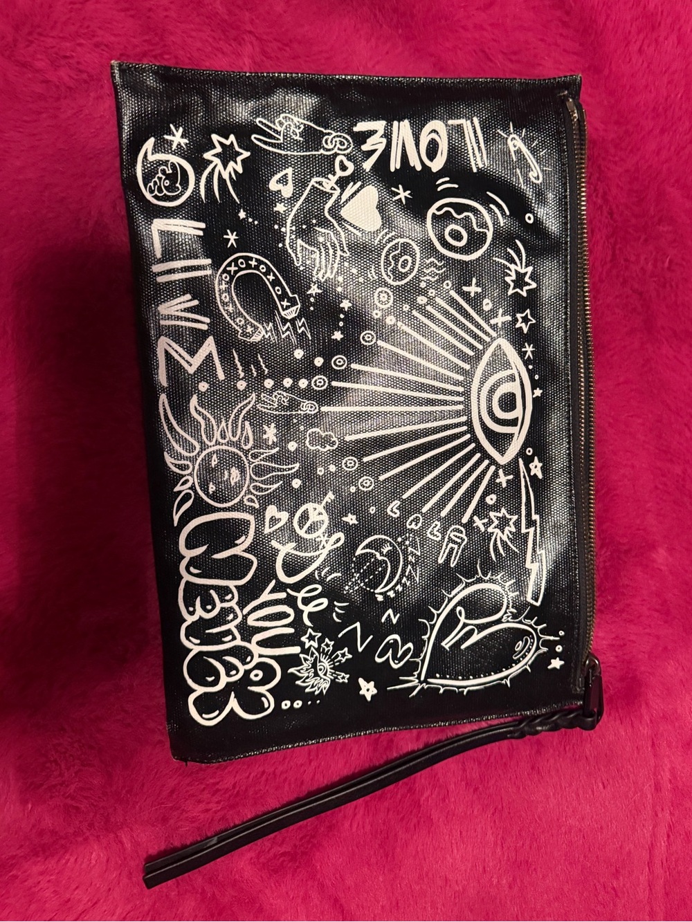 Rebecca Minkoff evil eye graffiti Zip Clutch